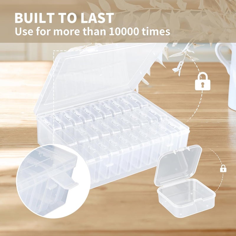 FARQAN Bead Organizer Box, 30Pcs Small Clear Plastic Bead Storage Containers, 1 Craft Storage Box with Hinged Lid, 120 Labels, Mini Box for Jewelry Making DIY Bracelets Beading Nails Screws Seeds Small Parts - Image 3